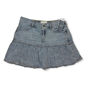 Abercrombie Girls Pleated Light Wash Denim Jean Skirt/Shorts Size 15/16 Regular